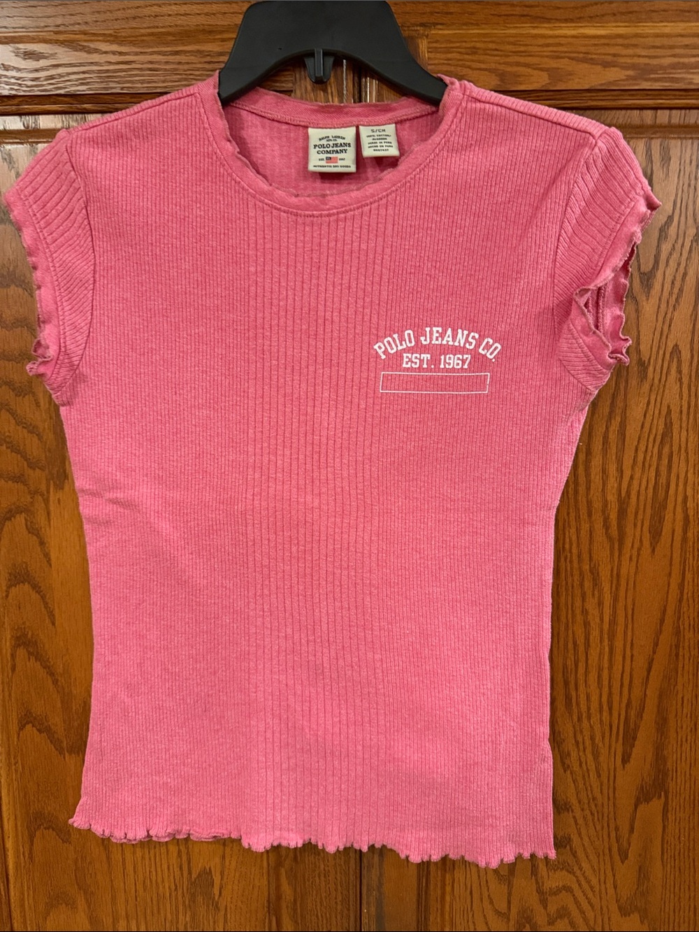 Ralph Lauren Pink Ribbed Polo Jeans Co. Tee